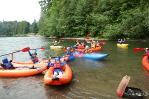 Summer Camp kids kayaking on the Clackamas