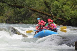 A family rafting on the Santiam River