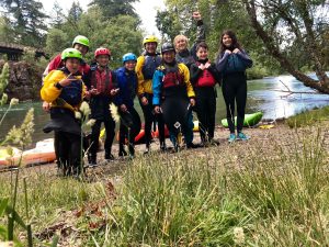 youth White water camp kids posing for a group photo
